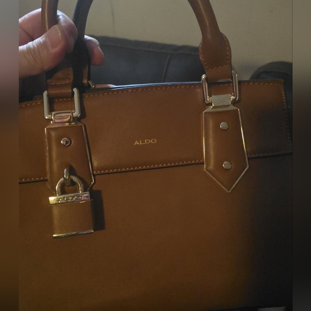 Aldo Tan Satchel with Silver Accents